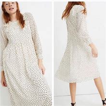 Madewell Dresses | Madewell Smocked Ruffle Shoulder Midi Dress | Color: Black/White | Size: Xxs