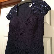Jovani Dresses | Jovani Mother Of The Bride/Groom Tea Length Dress (Navy) | Color: Blue | Size: 16