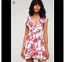 French Quarter Ruffled Wrap Floral Mini Dress By Free People In Cream & Pink