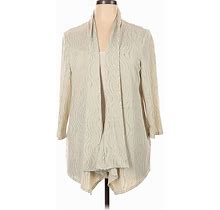 Travelers By Chico's Jacket: Mid-Length Ivory Solid Jackets & Outerwear - Women's Size X-Large