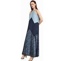 Bcbgmaxazria Colorblocked Pleated Maxi Dress Size Xs Msrp: $428.00