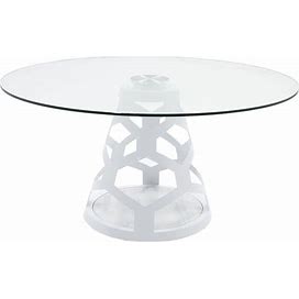 Net Dining Table, 12mm Round Glass Top Table - White Base, Kitchen & Dining Room Tables, By MS Furniture
