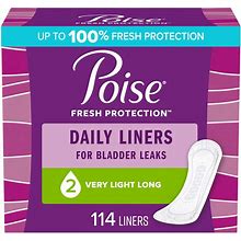 Poise Daily Incontinence Panty Liners, 2 Drop Very Light Absorbency, Long, 114 Count Of Pantiliners, Packaging May Vary