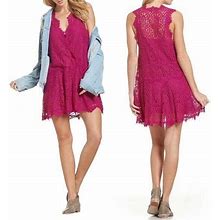Free People Heart In Two Lace Mini Dress Bright Orchid Size Size Xs