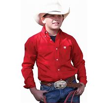 Cinch Boys' Long Sleeve Button-Down Western Shirt Red Medium