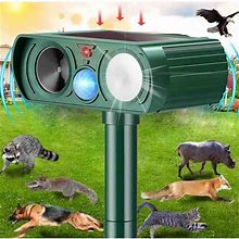 Solar Animal Repeller Ultrasonic Repellent Motion Detection LED Flashing Light Dog Cat Repellent Squirrel Raccoon Skunk Rabbit Rodent Fox Deer Etc.
