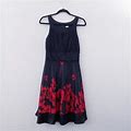 Venus Black And Red Floral Pattern Sleeveless Dress Size 6