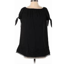 Lulus Casual Dress - Shift Boatneck Short Sleeves: Black Print Dresses - Women's Size X-Small