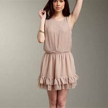 Romeo & Juliet Couture Dresses | Nwt Mini Pleated Dress With Ruffle Hem | Color: Cream/Purple | Size: M