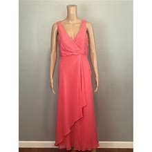 Talbots Dresses | Talbots Coral 100% Silk Ruffle Ankle Dress | Color: Pink/Red | Size: M