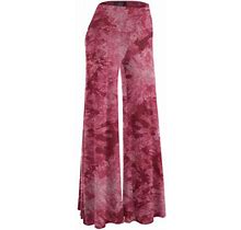 Made By Johnny Women's Chic Tie Dye Palazzo Pants M Wine