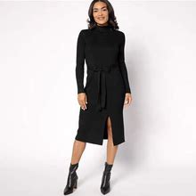 BEAUTIFUL By Lawrence Zarian Petite Mock Necksweater Dress, Size Petite Large, Black