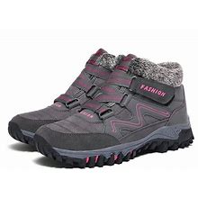 Womens Winter Snow Boots Warm Fur Lined Anti-Slip Ankle Booties Outdoor Walking Shoes Non-Slip Trekking Shoes,US9.5