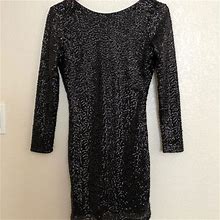 H&M Dresses | Divide H&M Sequin Bodycon Dress - Black - Sz 6 | Color: Black | Size: 6