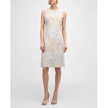 Lafayette 148 New York Harpson Sleeveless Fern-Print Midi Dress, Bluestone Multi, Women's, 8, Sleeveless Dresses