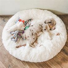 Calming Dog Bed - Anxiety Relieving Dog Bed, Anti-Anxiety Donut Pet Bed White-S