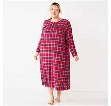 Croft & Barrow Plus Size Croft & Barrow Flannel Long Nightgown, Women's, Size: 1XL, Red