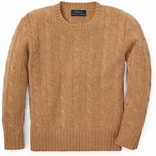 Ralph Lauren The Iconic Cable-Knit Cashmere Sweater - Size 2T/3T In Camel Melange