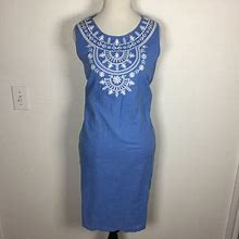 Talbots Dresses | Nwt Talbots Embroidered Dress Size 12 Petite | Color: Blue/White | Size: 12