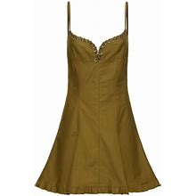 Ludovic De Saint Sernin Cotton Canvas Lace-Up Mini Dress - Green - Mini Dresses Size M
