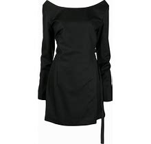 Litkovskaya - Boat-Neck Long-Sleeve Wrap Dress - Women - Wool - 34 - Black