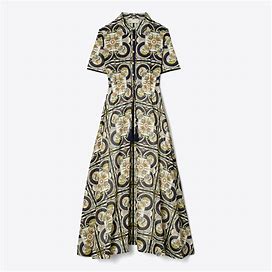 Tory Burch Women's Printed Cotton Shirtdress In Navy Sundial Square, Size S