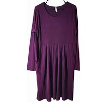 Zenana Outfitters Dresses | Zenana Premium Dress Plus Size 1X Purple Knit Stretch A-Line Knee Length Pockets | Color: Purple | Size: 1X