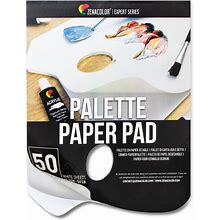 Zenacolor - Paper Palette Pad - 50 Removable And Disposable Sheets For Painters - 80Gsm, 24Lb - Paint Mixing Palette For All Paints (Oil, Acrylic,