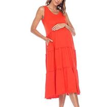 White Mark Plus Maternity Sleeveless Midi Maxi Dress | Red | Plus Maternity 3X | Dresses Maxi Dresses