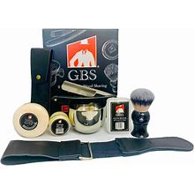 G.B.S Straight Razor Set Folding 5/8in Shave Ready Wood Razor, Case Leather Strop, Shaving Soap, Bowl And Pure Bristle Brush