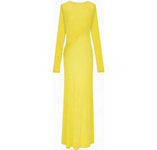 Saint Laurent - Long-Sleeve Maxi Dress - Women - Viscose - 40 - Yellow