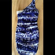 Plastic Island Dresses | Plastic Island By Mcginn One Shoulder Dress S | Color: Blue/White | Size: S