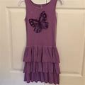 Mignone Dresses | Mignone Purple Butterfly Cotton Tiered Dress | Color: Purple | Size: 7G