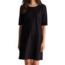 Eileen Fisher Dresses | Eileen Fisher Crepe Side Zip Shift Dress | Color: Black | Size: M