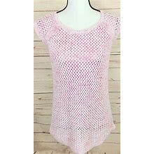 Talbots Petites Size Small Pink Open Weave Dress Sweater Pullover