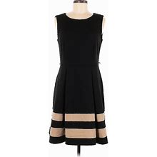 Calvin Klein Casual Dress - Sheath Crew Neck Sleeveless: Black Color Block Dresses - Women's Size 8
