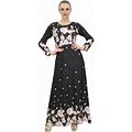 Bimba Women's Casual Floral Digital Printed Long Black Maxi Designer Dress-24