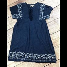 Loft Dresses | Loft S Petite Indigo Embroidered Dress Boho | Color: Blue | Size: Sp
