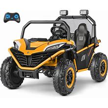 ELEMARA 2 Seater Ride On Car For Kids,12V 10AH Electric Off-Road UTV Toy,4WD Wide Electric Car With Remote Control,LED Lights,Bluetooth Music,Horn,3