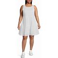 Women's Plus Size Sleeveless Eyelet Shirt Dress - Lands' End - White - 3X