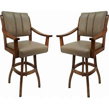 Home Square 34" Swivel Wood Extra Tall Bar Stool In Taupe Brown - Set Of 2, Bar Stools