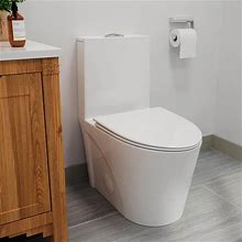 BTCSTAR Clea Rough In 12 in. 1-Piece 1.6 GPF Dual Flush Elongated Toilet In Glossy White Closed One Piece Toilet Seat Included BTCMTL0812WH ,