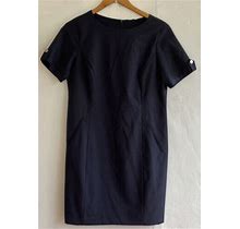 Lands' End Sheath Dress Size 10P Petite Navy Blue Front Slat Pockets