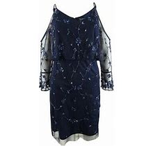 Adrianna Papell Women's Embellished Cold-Shoulder Sheath Dress (6, Twilight)