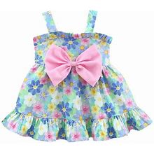 Tengma Toddler Girls Dresses Sleeveless Sundress Floral Prints Bow Princess Dress Princess Dresses Pink 6