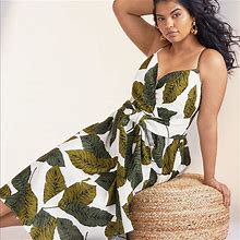 Eloquii Dresses | Nwt Eloquii Sz 28 Palm Leaves Dress | Color: Cream/Green | Size: 28