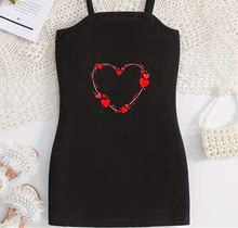 Girl's Casual Cute Heart Suspender Dress Slim Fit Casual Bodycon Dress,$6.39,4-5Y,Black,Black,Handpicked,Temu