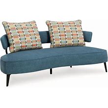 Signature Design By Ashley Hollyann Mid-Century Modern Sofa With 2 Back Pillows, Blue