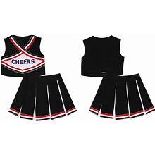 Kids Girls Dance Dress Sport Team Uniform Sleeveless Cheerleading Set