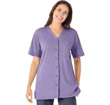 Plus Size Women's 7-Day Short-Sleeve Baseball Tunic By Woman Within In Soft Iris (Size 12)